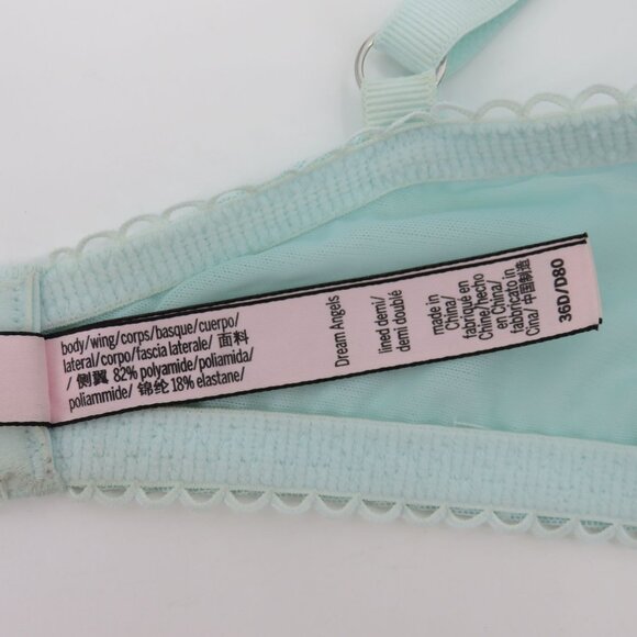 Victorias Secret 36D Dream Angels Lined Demi Blue Floral Lace Bra Underwire - Picture 13 of 16